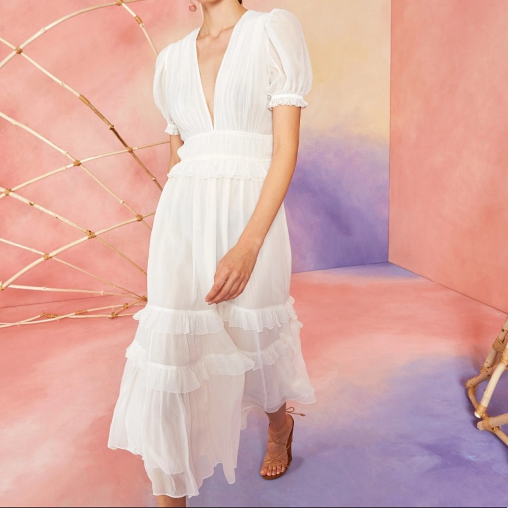 Ulla Johnson Elodie Dress Cream Sheer Silk  NWT